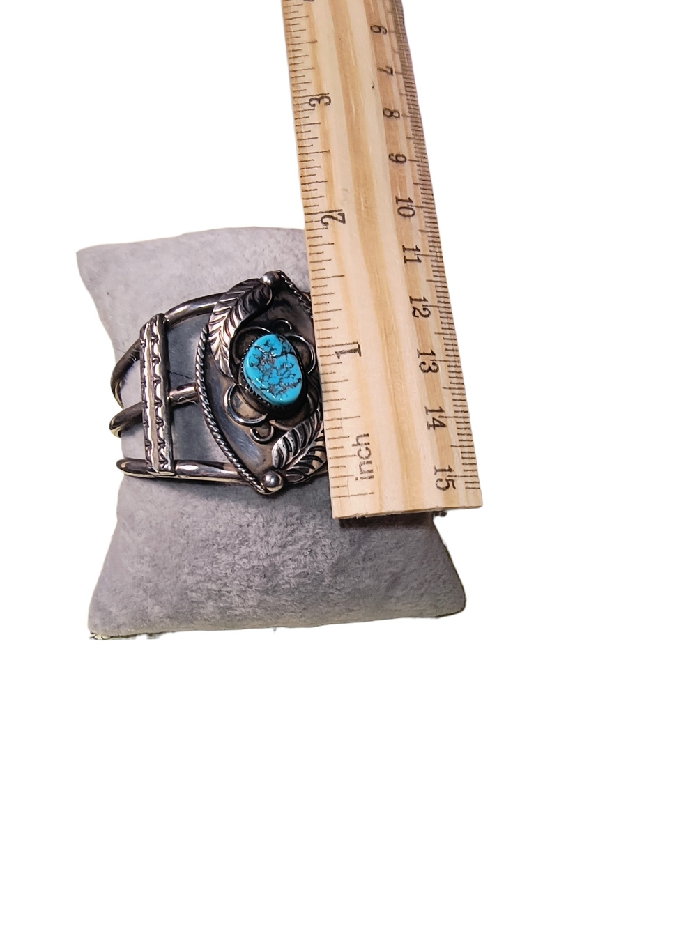 Vintage Southwest Navajo Style Sterling Silver Turquoise Cuff Bracelet - Picture 5 of 10